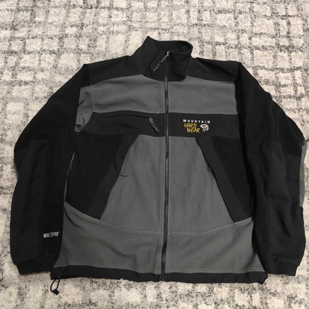 VTG Mountain Hardwear Gore Windstopper Fleece Jacket Gray Black Men's Medium